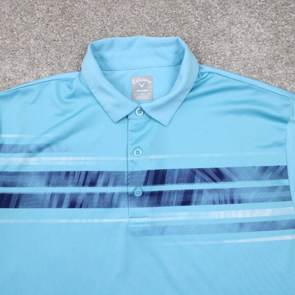 Callaway Opti-Dri Polo Shirt Men Large Blue Polyester Short Sleeve Golf Pullover - Picture 5 of 13